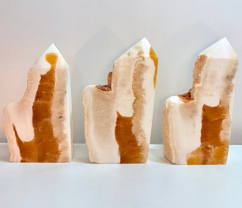 Orange Calcite Towers with Raw Edge