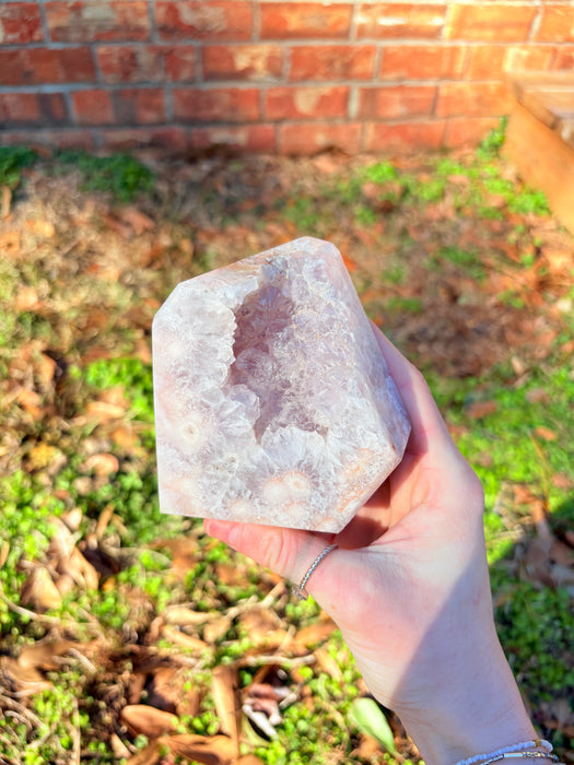 Druzy Pink Flower & Amethyst Freeform
