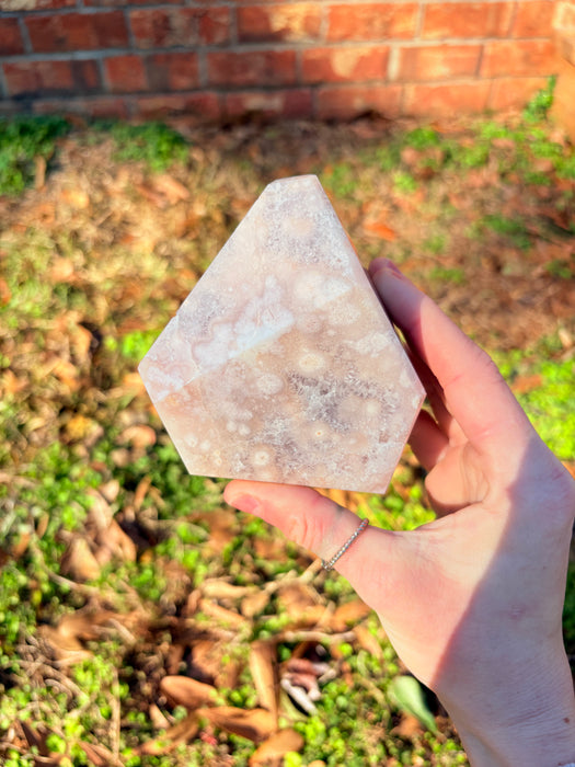 Druzy Pink Flower & Amethyst Freeform