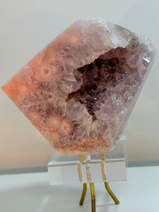 Druzy Pink Flower & Amethyst Freeform