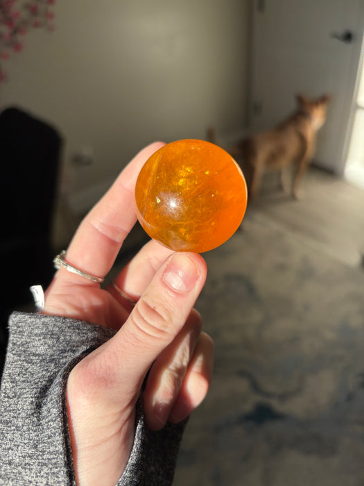 Orange Flashy Mica Fluorite Spheres