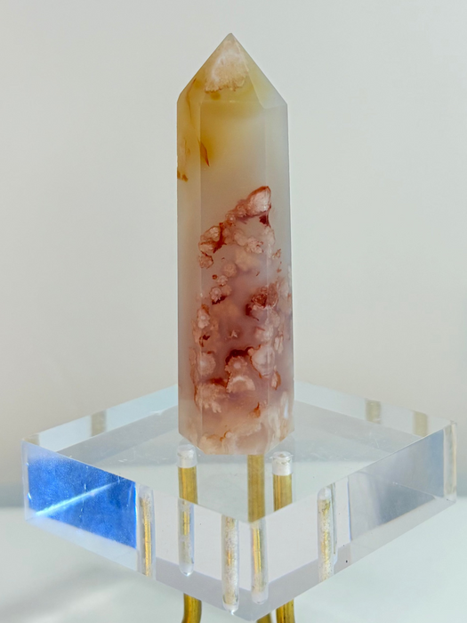 Small Pretty Pink Flower Agate Tower