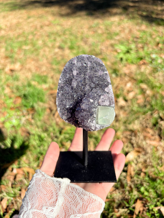 Gemy Purple Amethyst with Calcite Cube