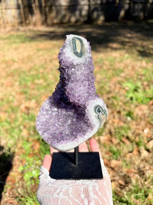Gemy Purple Amethyst on Stand