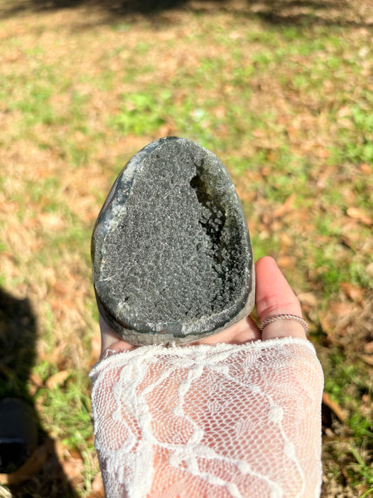Sugary Raw Black Amethyst Cut Base