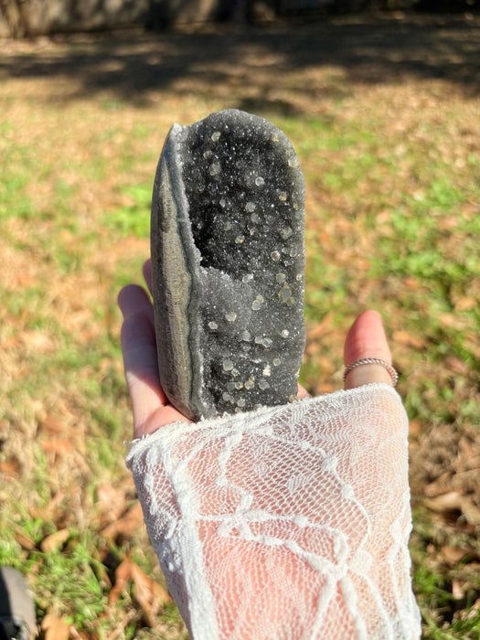 Sugary Raw Black Amethyst Cut Base