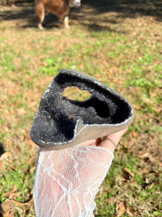 Sugary Raw Black Amethyst Cut Base