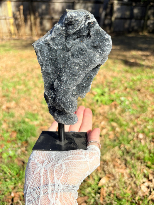 Rainbow Sugar Black Amethyst with Stand