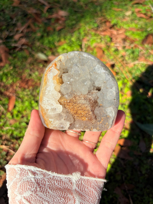 Sugary Agate with Calcite Cube, Freeform