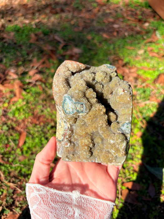 Sugary Forest Green Agate Cut base
