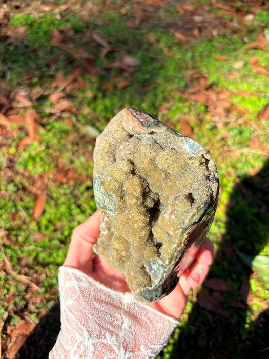 Sugary Forest Green Agate Cut base