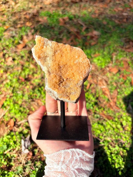 Sugary Bright Orange Agate On Stand