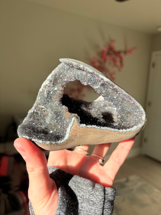 Sugary Raw Black Amethyst Cut Base
