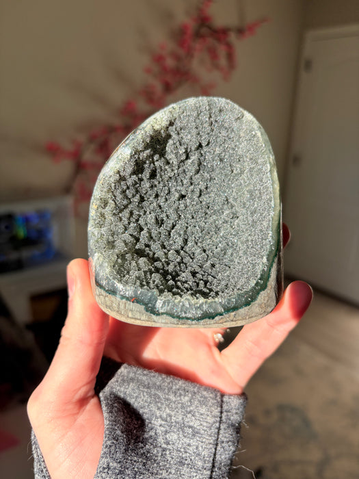 Sugary Raw Black Amethyst Cut Base