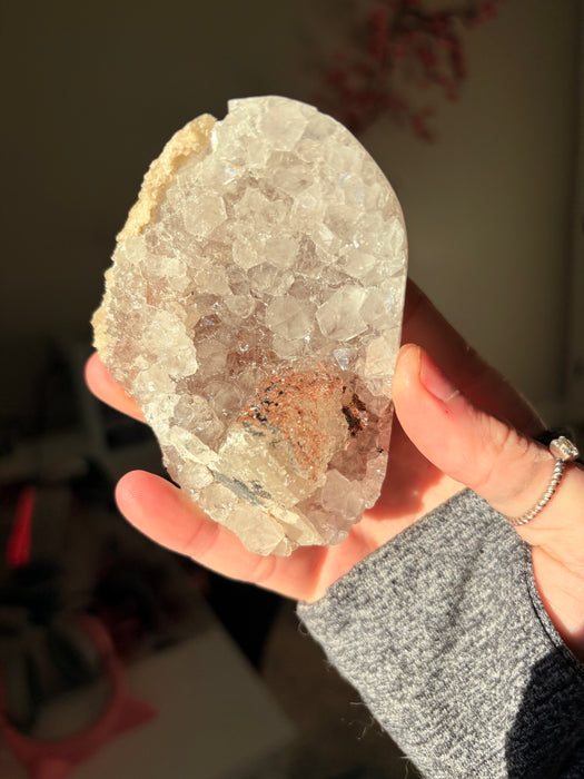 Gemy Clear Amethyst with Sugary Calcite Agates