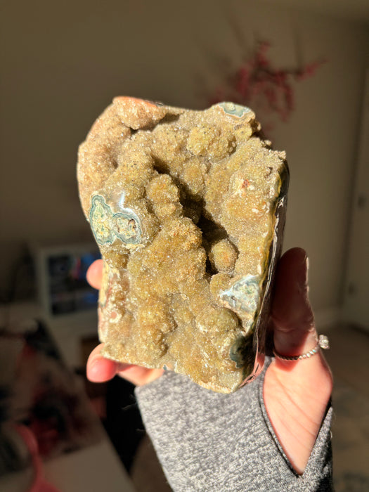 Sugary Forest Green Agate Cut base