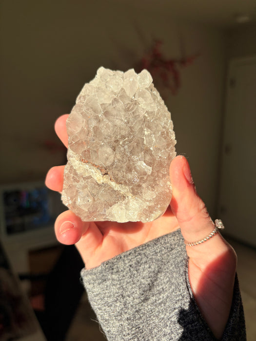 Gemy Clear Amethyst with Sugary Calcite Agates