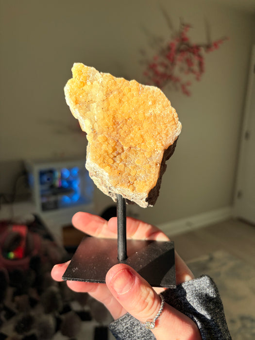 Sugary Bright Orange Agate On Stand