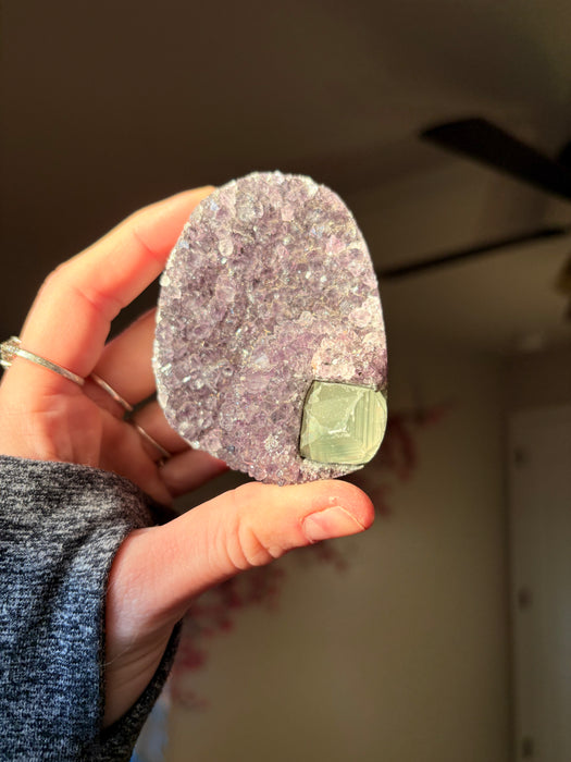 Gemy Purple Amethyst with Calcite Cube