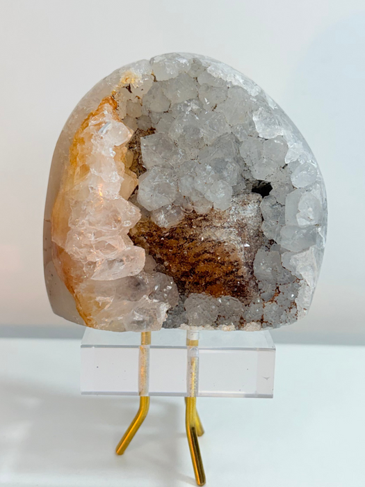 Sugary Agate with Calcite Cube, Freeform