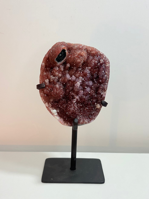 Sugary Raw Red/Purple Amethyst on Stand