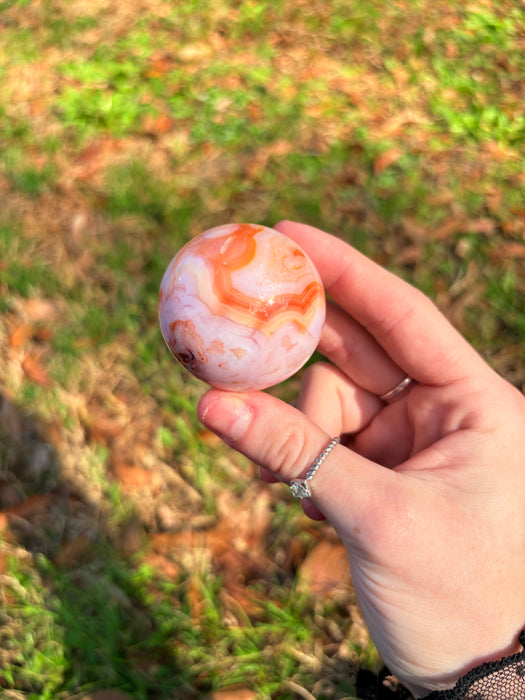 Dreamy Flower Agate & Carnelian Sphere