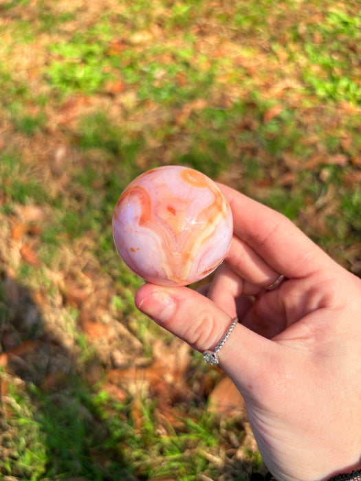 Dreamy Flower Agate & Carnelian Sphere