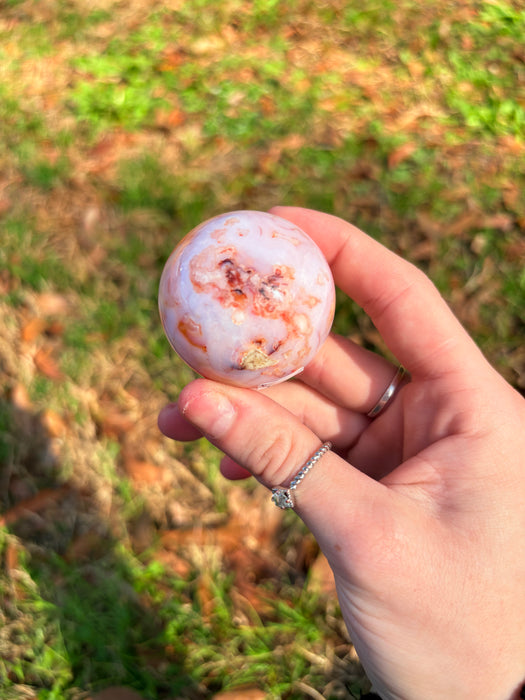 Dreamy Flower Agate & Carnelian Sphere