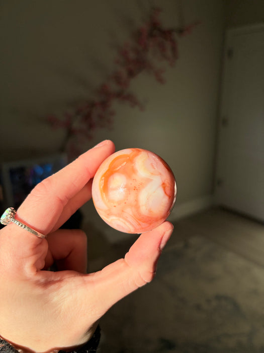 Dreamy Flower Agate & Carnelian Sphere