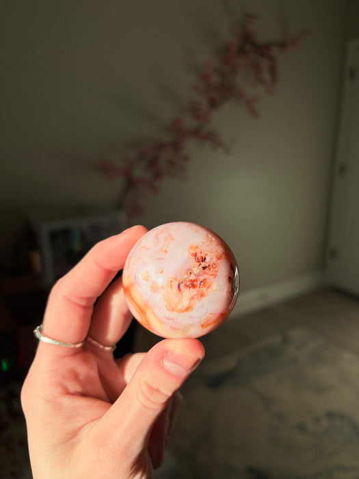 Dreamy Flower Agate & Carnelian Sphere