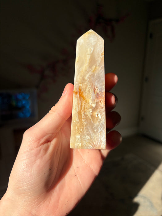 Sugary Pink Plume Agate Towers
