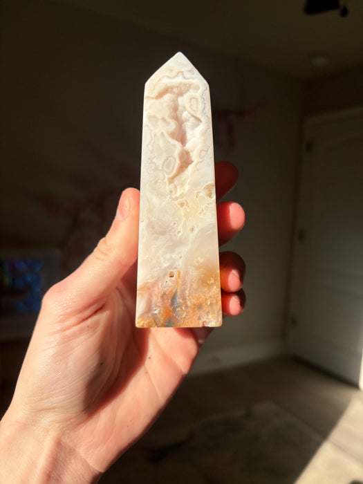 Sugary Pink Plume Agate Towers