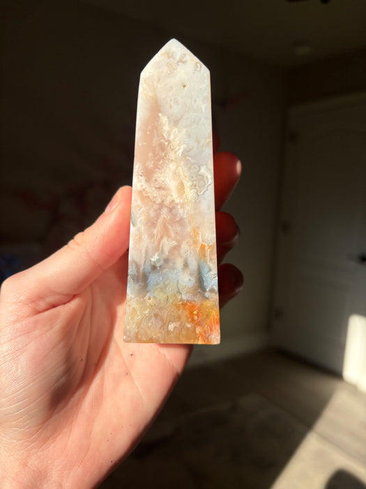 Sugary Pink Plume Agate Towers