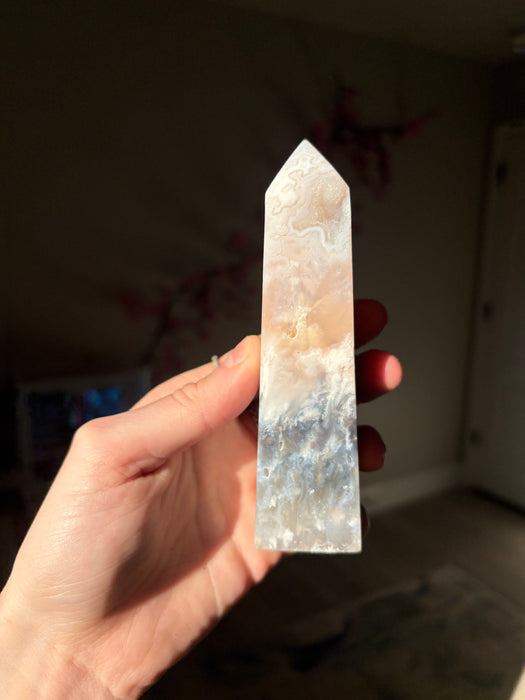 Sugary Pink Plume Agate Towers
