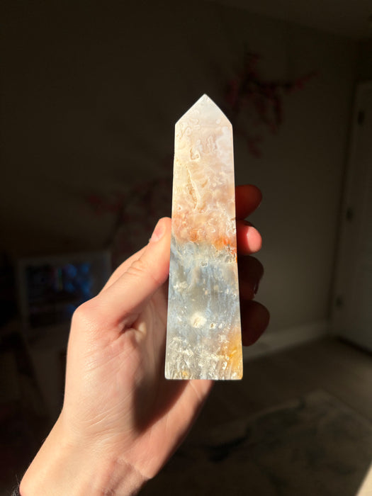 Sugary Pink Plume Agate Towers