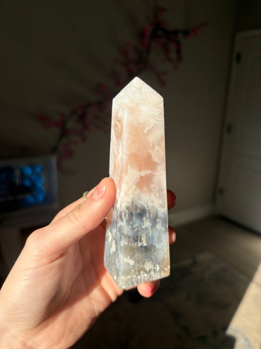 Sugary Pink Plume Agate Towers
