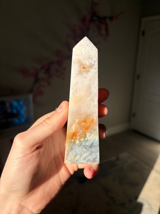 Sugary Pink Plume Agate Towers
