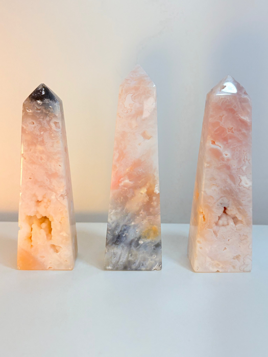 Sugary Pink Plume Agate Towers