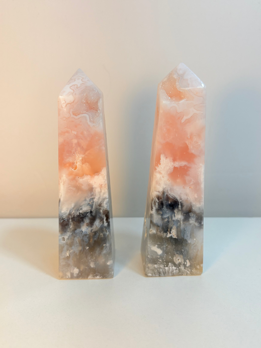 Sugary Pink Plume Agate Towers