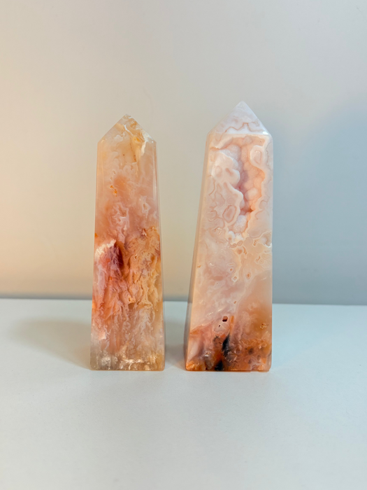 Sugary Pink Plume Agate Towers