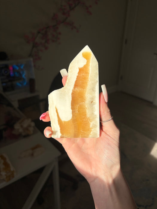 Orange Calcite Towers with Raw Edge