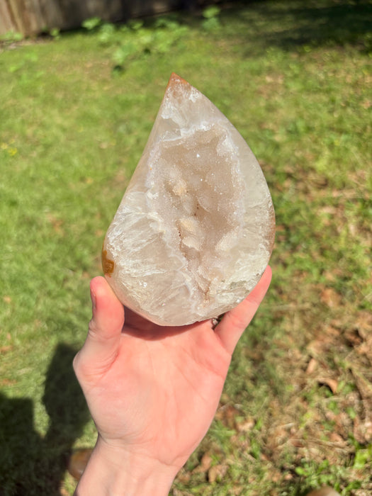 Gorgeous Orange/Yellow Tinted Druzy Agate Flame