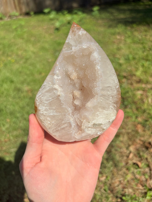 Gorgeous Orange/Yellow Tinted Druzy Agate Flame