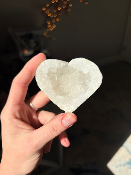 White Druzy Geode Heart