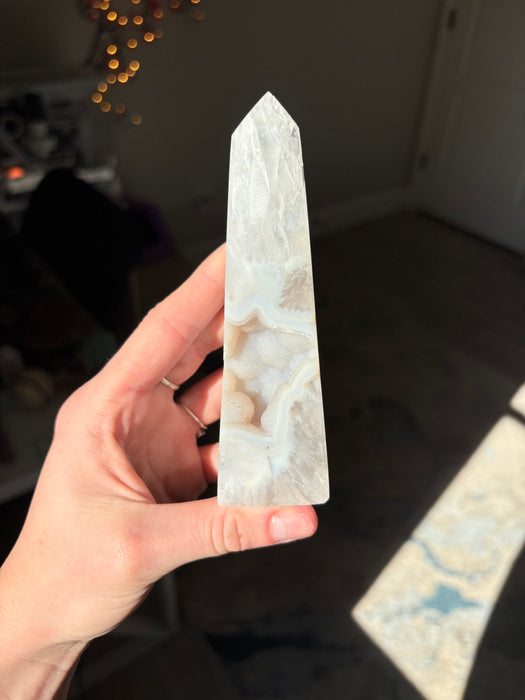 Druzy Banded Agate Tower