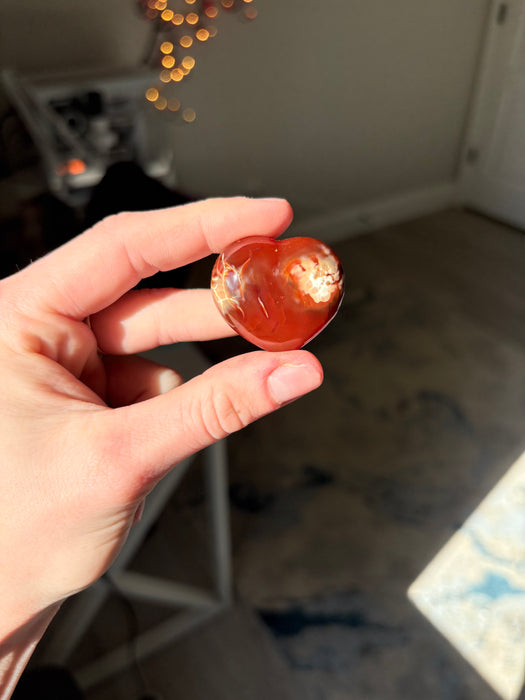 Small Dreamy Carnelian & Orca Agate Heart