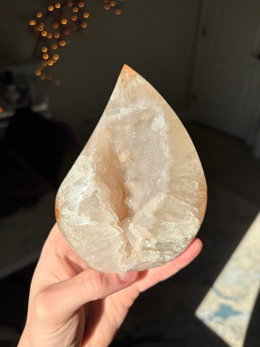 Gorgeous Orange/Yellow Tinted Druzy Agate Flame