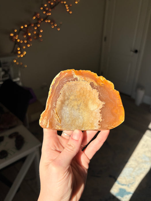 Raw Orange/Blue Sugary Agate Geode