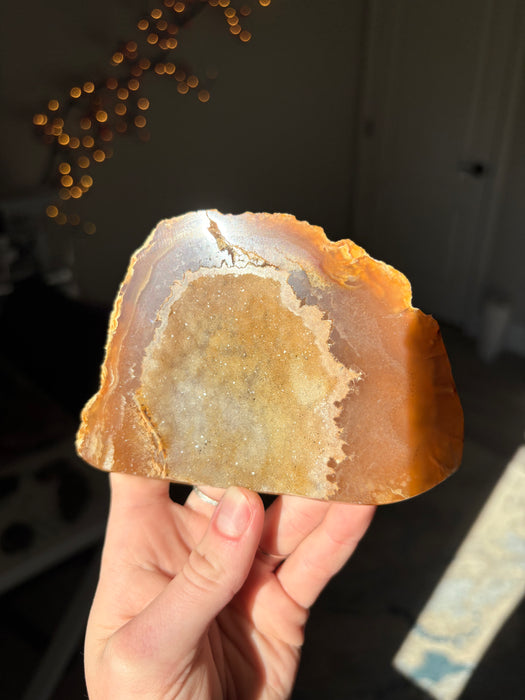 Raw Orange/Blue Sugary Agate Geode