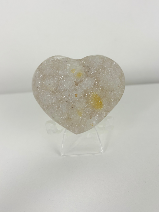Clear Silver Druzy Agate Heart